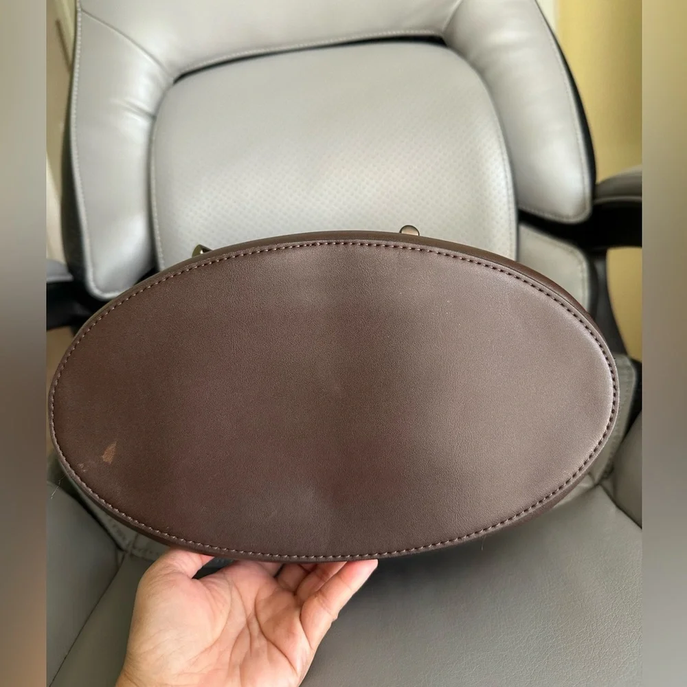 Calvin Klein Coated Canvas w/Leather Bucket CrossbodyBag, Brown/Tan Color - Picture 11 of 13